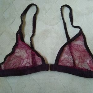 Fleur du Mal Rose Lace Triangle Bralette Bra